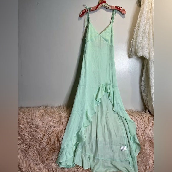 For love & Lemons Lady Luck Pearl embellished Slip Maxi Ruffles Dress S - Picture 5 of 5